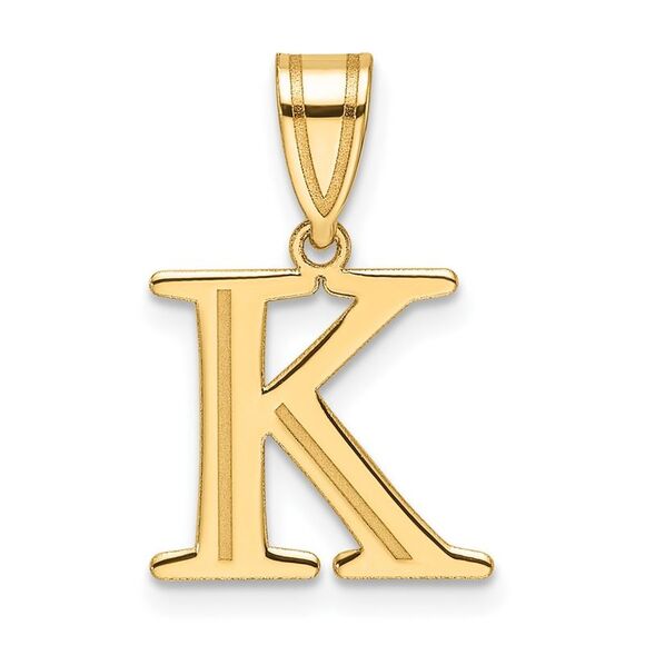 Kazi Luxury 14k Yellow Gold Polished Etched Letter K Initial Pendant